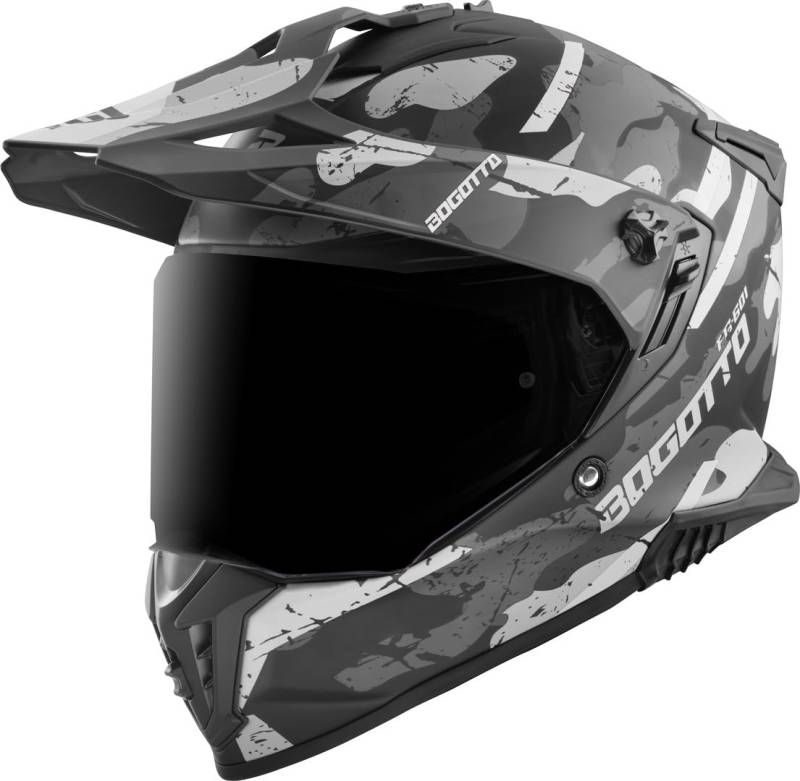 Bogotto FG-601 Sniper Fiberglas Enduro Helm, schwarz matt/grau, 2XL von Bogotto