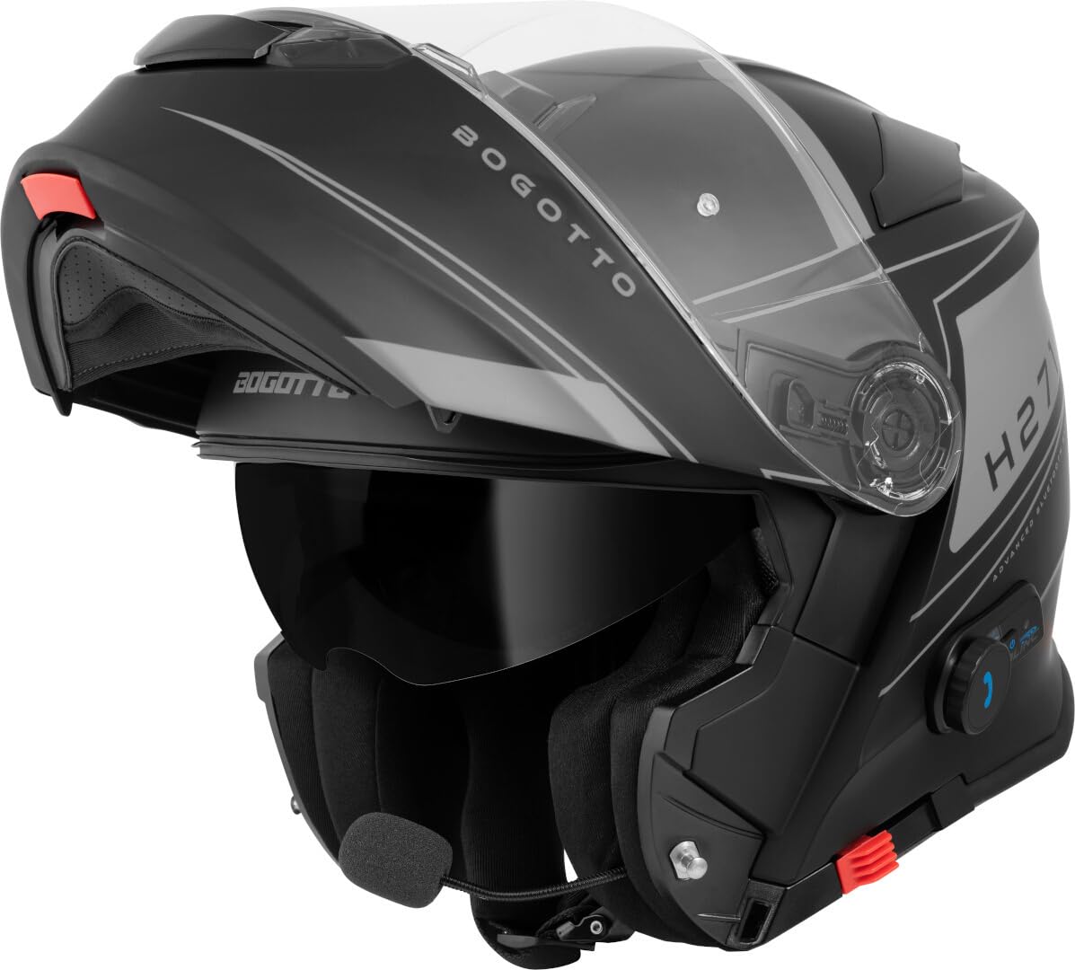 Bogotto H271 Taog Bluetooth Klapphelm, schwarz matt/grau, S Bogotto H271 Taog Bluetooth Klapphelm, schwarz matt/grau, S von Bogotto