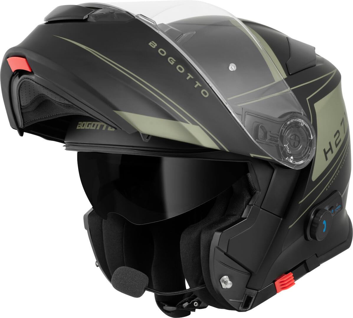 Bogotto H271 Taog Bluetooth Klapphelm, schwarz matt/grün, M Bogotto H271 Taog Bluetooth Klapphelm, schwarz matt/grün, M von Bogotto