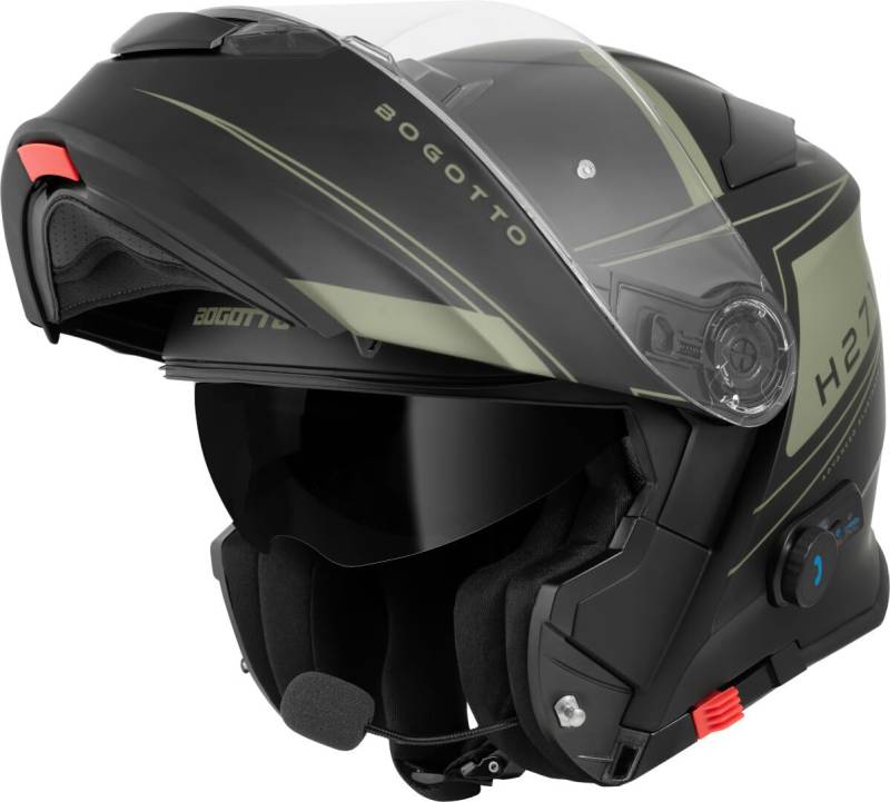 Bogotto H271 Taog Bluetooth Klapphelm, schwarz matt/grün, M von Bogotto