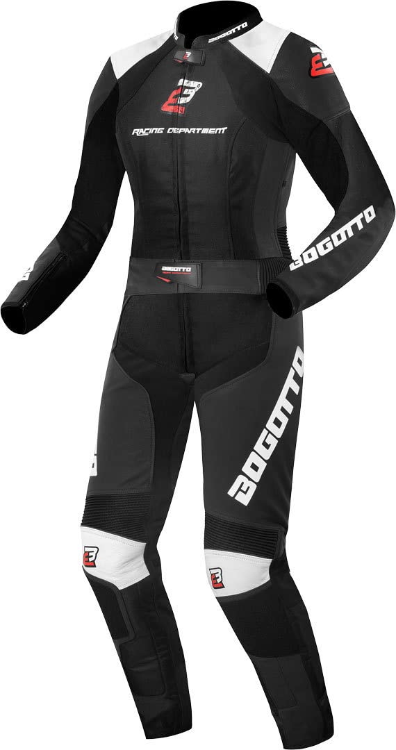 Bogotto Losail 2-Teiler Damen Motorrad Lederkombi, schwarz/weiß, 36 von Bogotto
