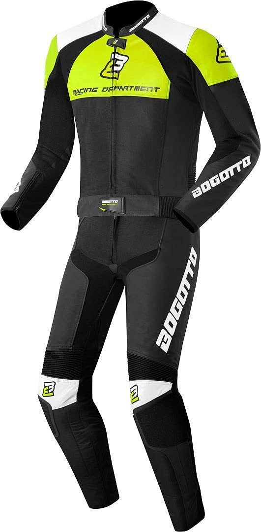 Bogotto Losail 2-Teiler Motorrad Lederkombi, schwarz/weiß/gelb, 50 von Bogotto