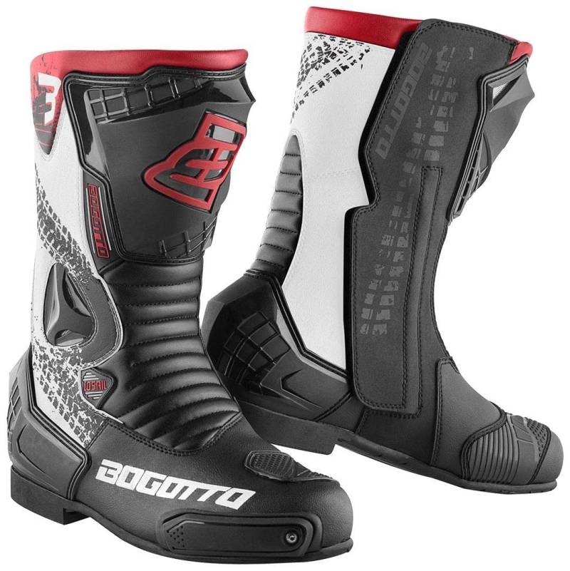 Bogotto Losail Evo Motorradstiefel, schwarz/weiß/rot, 48 von Bogotto