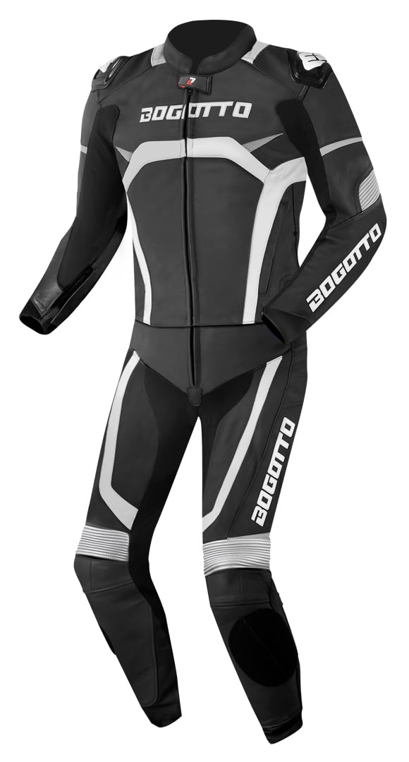 Bogotto Misano 2-Teiler Motorrad Lederkombi, schwarz/weiß, 50 Bogotto Misano 2-Teiler Motorrad Lederkombi, schwarz/weiß, 50 von Bogotto