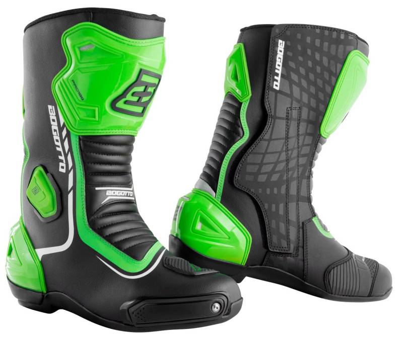 Bogotto Race-X Motorrad Stiefel, schwarz/grün, 43 von Bogotto