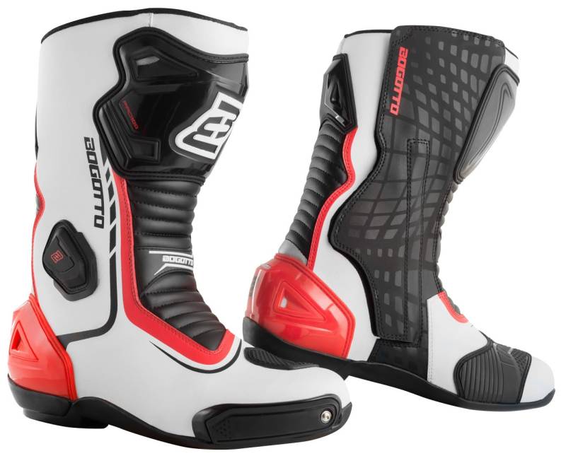 Bogotto Race-X Motorrad Stiefel, weiß/schwarz/rot, 44 von Bogotto