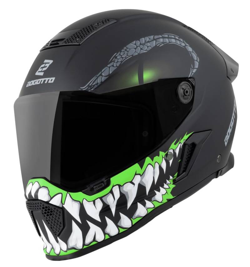 Bogotto Rapto Reptile Helm, schwarz/grün matt, L von Bogotto
