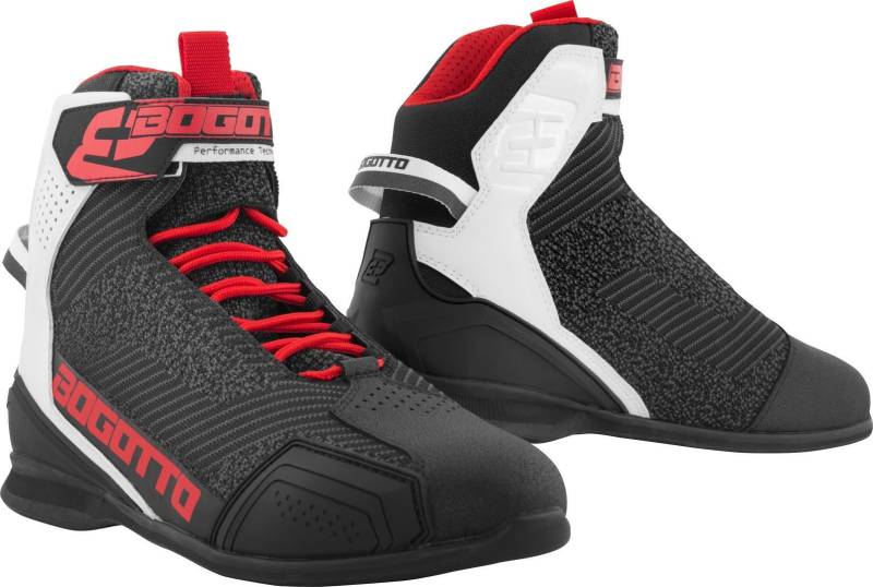 Bogotto Tokyo perforierte Motorrad Schuhe, schwarz/weiß/rot, 45 von Bogotto