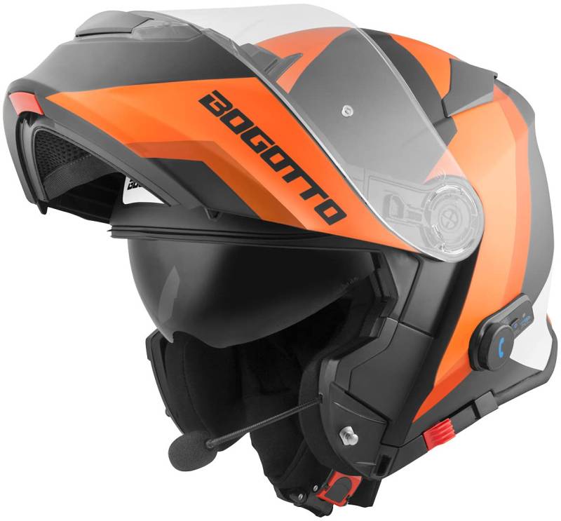 Bogotto V271 BT Zabu Bluetooth Klapphelm, schwarz matt/orange, XS von Bogotto