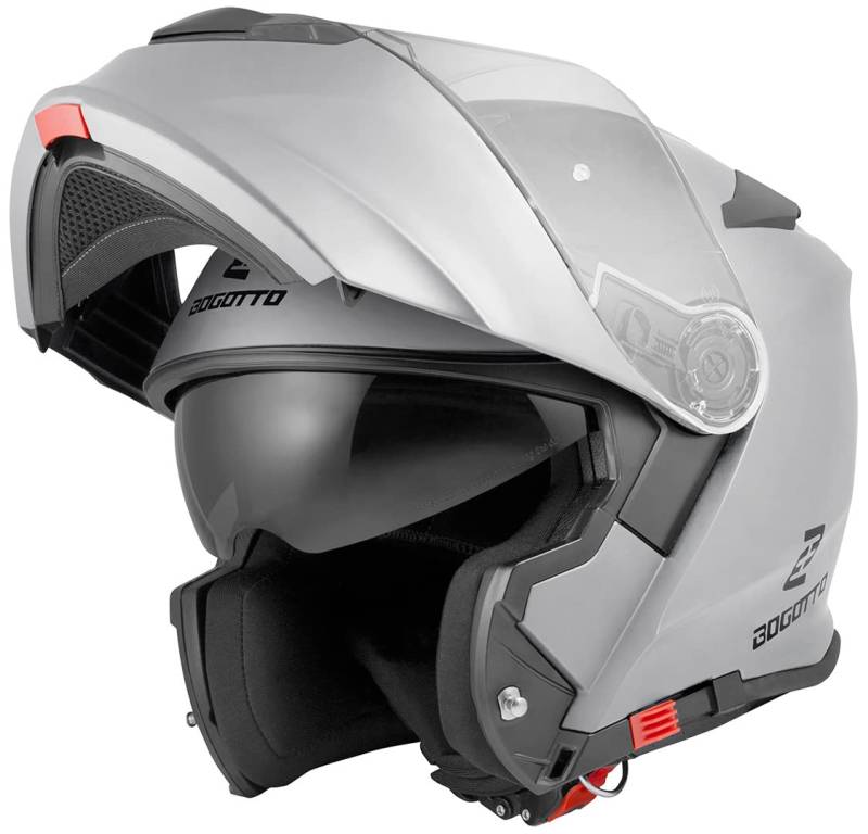 Bogotto V271 Motorrad Klapphelm, Silber, XL von Bogotto