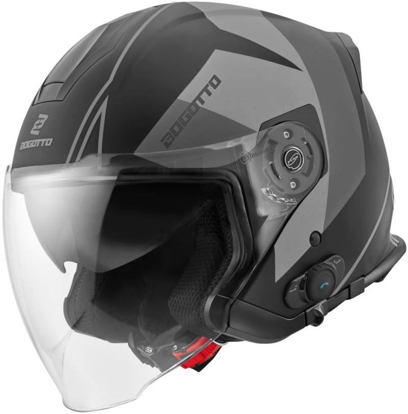 Bogotto V586 Detri BT Bluetooth Jethelm, schwarz/grau, XS von Bogotto