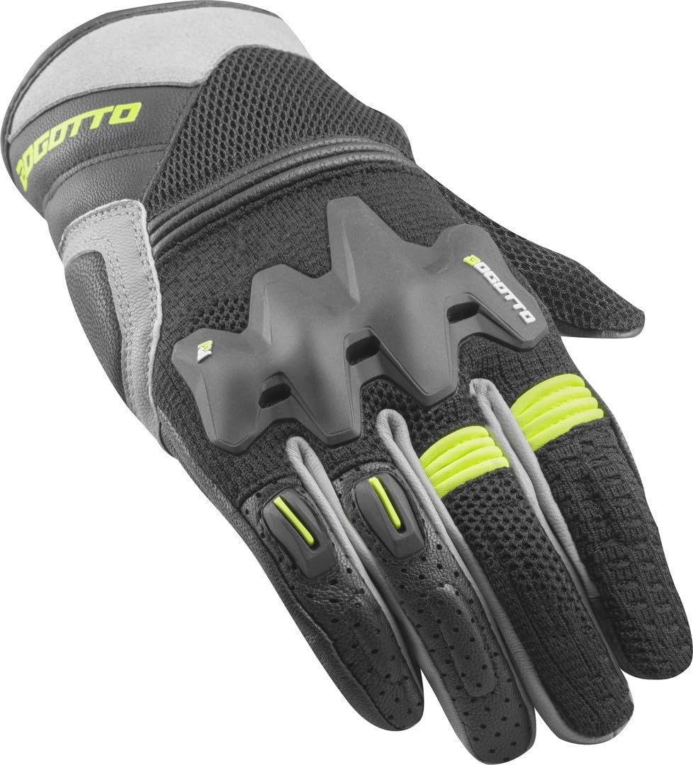 Bogotto Xatran perforierte Motorrad Handschuhe, schwarz/grau/neon-gelb, XL Bogotto Xatran perforierte Motorrad Handschuhe, schwarz/grau/neon-gelb, XL von Bogotto
