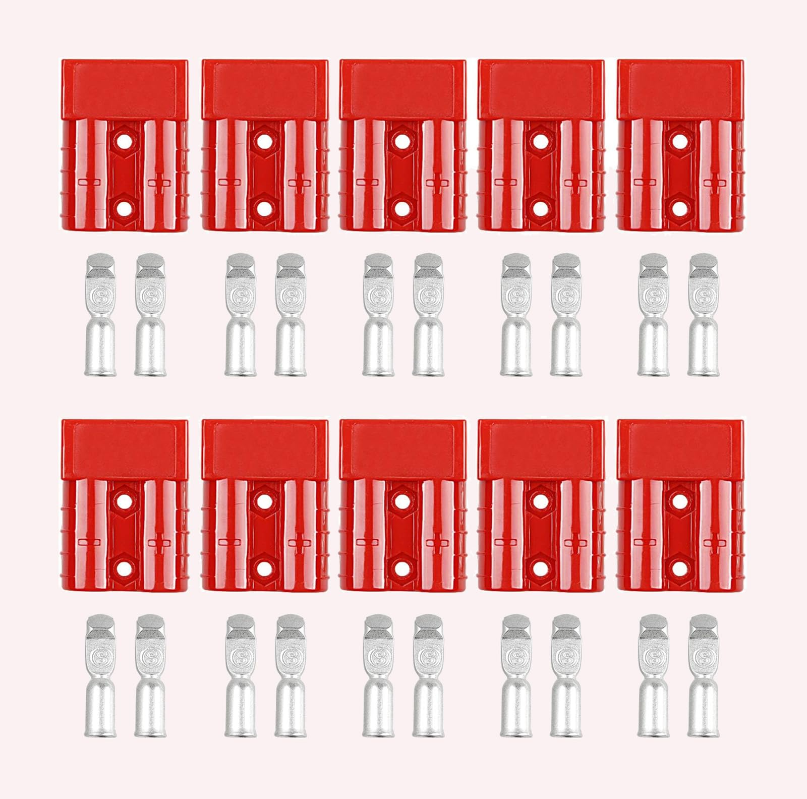 Bohaner 10 pcs Batteriestecker mit Kupplung Autobatterie-Schnellverbinder 50A für Anderson Stecker Stromanschluss Rot Bohaner 10 pcs Batteriestecker mit Kupplung Autobatterie-Schnellverbinder 50A für Anderson Stecker Stromanschluss Rot von Bohaner