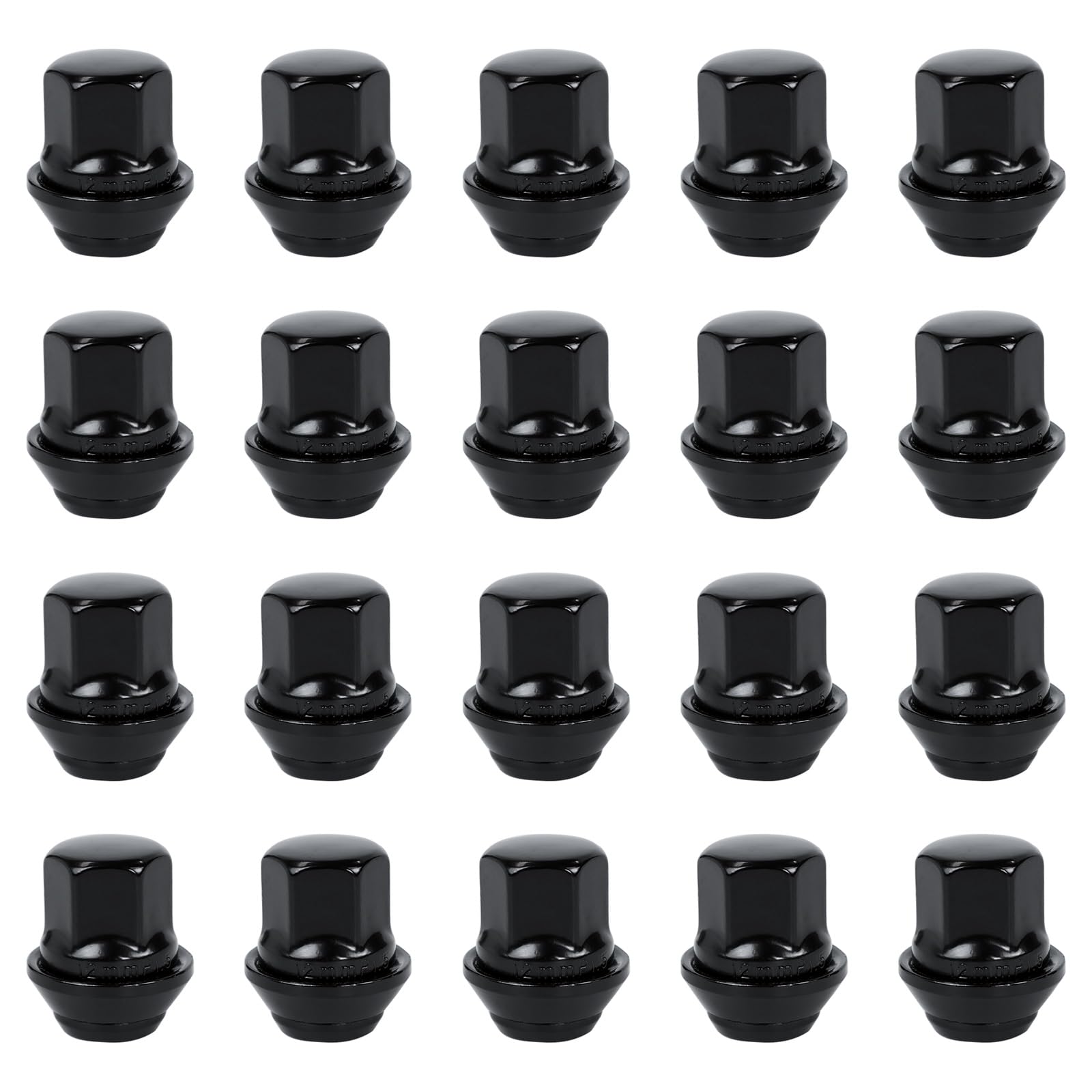 Bohaner 20 Stück Radmutter M12x1,5 60° Geschlossene Radmuttern Stahl Kegel Sitz Radmuttern Für Fiesta Focus Fusion B-Max Cougar C-Max Mondeo(Schwarz) von Bohaner