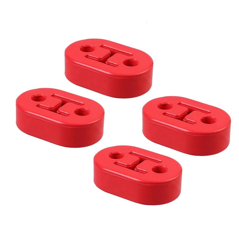 Bohaner 4 Stück Auspuffgummi Universal-Auspuff-Gummi-Halterung Universal Auspuffhalterung Auspuffrohrhalter Auto Auspuffhalter Abgasanlage Halter Auspuff Montagehalterung 2 Loch (Rot) von Bohaner