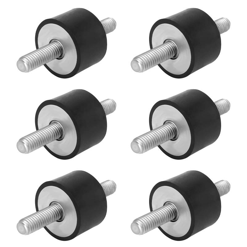 Boisbresil 6 Stück M8 Gummipuffer Anti-Vibration Stoßdämpfer Gummilager mit Schrauben Silentblock Schwingungsdämpfer Gummi Isolator Halterungen für Benzinmotoren Wasserpumpen Bootsspulen von Boisbresil