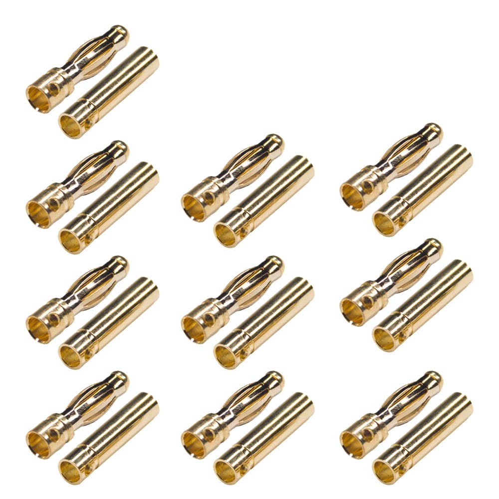 Boladge 10 Paar Vergoldete 4.0mm 4mm Bullet Männlich Buchse Bananenstecker Rundstecker for RC Brushless Motor ESC von Boladge