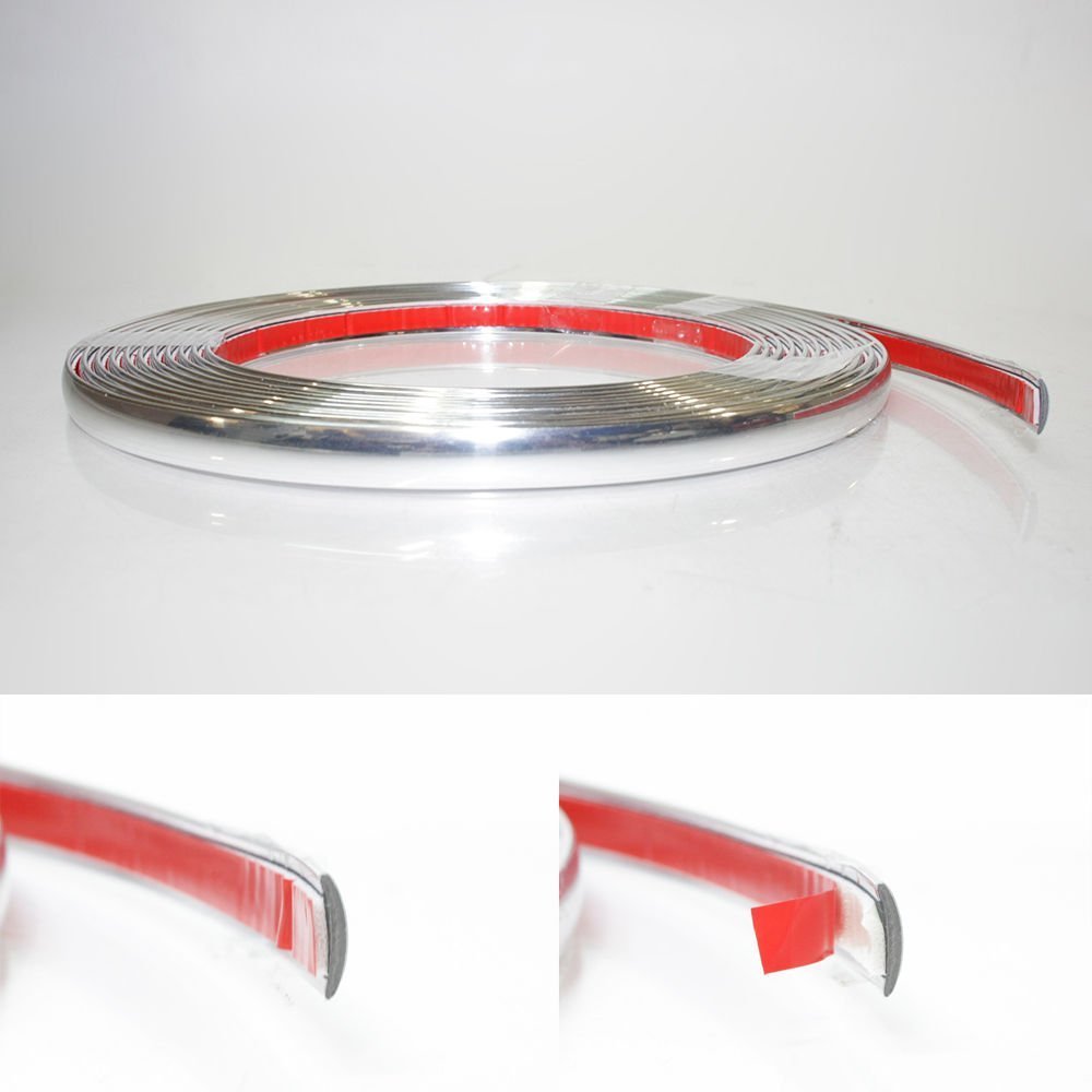 9mm x 3 meter Chrom Zierleiste Leisten Chromleiste Selbstklebend Flexibel Kunststoff Tuning von Boloromo