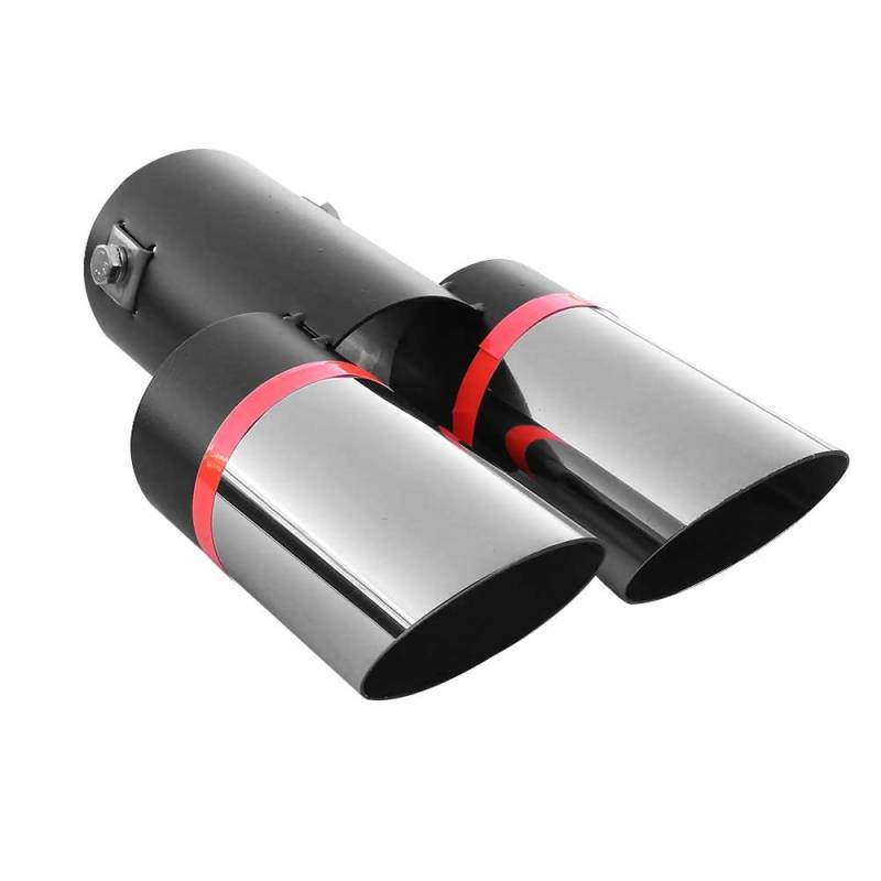 Auspuffblende Doppelrohr Endrohr Edelstahl Auto Endrohrblenden Auspuffendrohr Auspuffrohr Tuning Universell Schalldampf Blende Sport Rund Chrom Auspuffspitzen von Boloromo