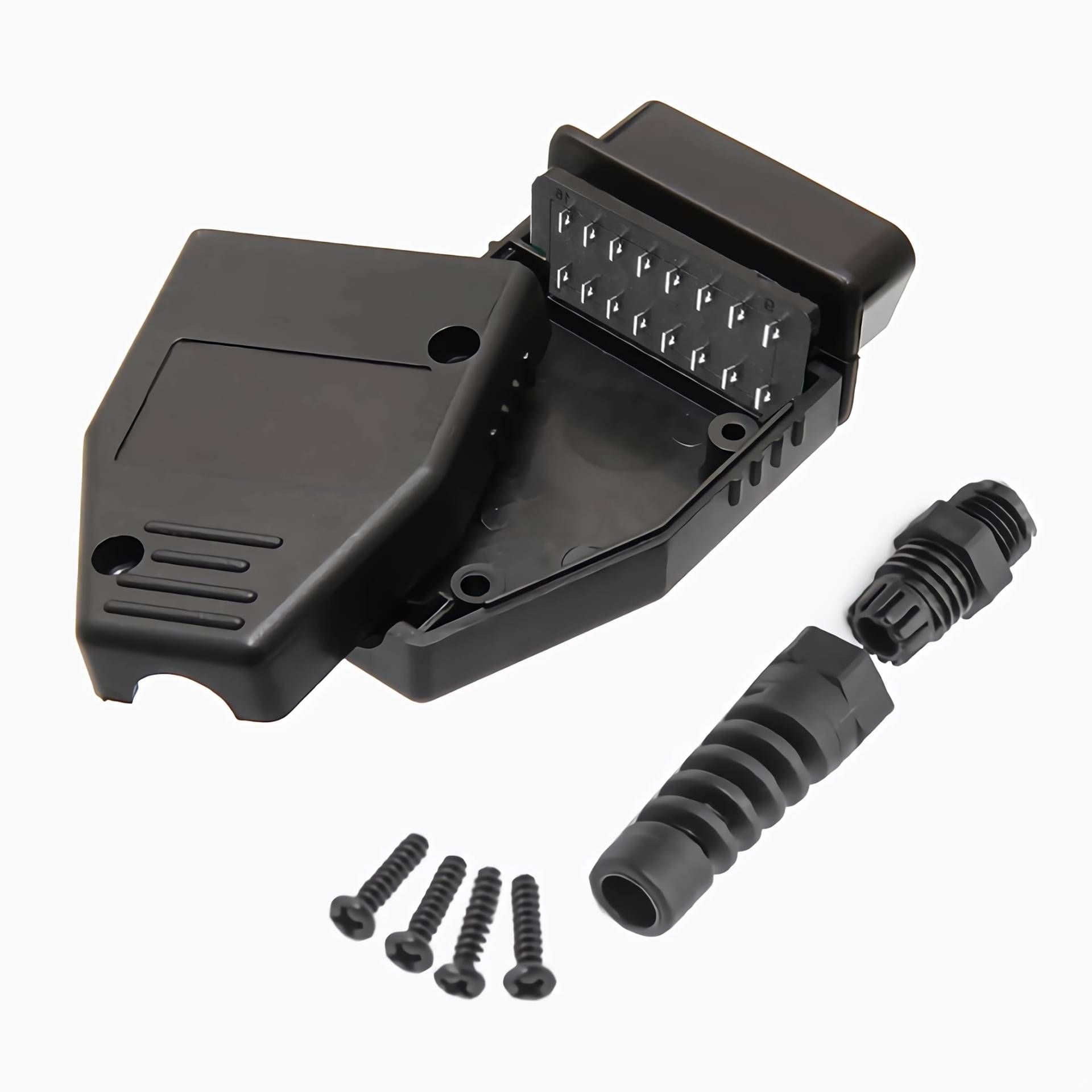 H85 OBD2 Diagnosebuchse 16 Pin – Ersatz & Reparatur – OBD II Konverter Adapter – 16-poliger Stecker auf Buchse Verlängerungskabel mit Schrauben von Bolwins