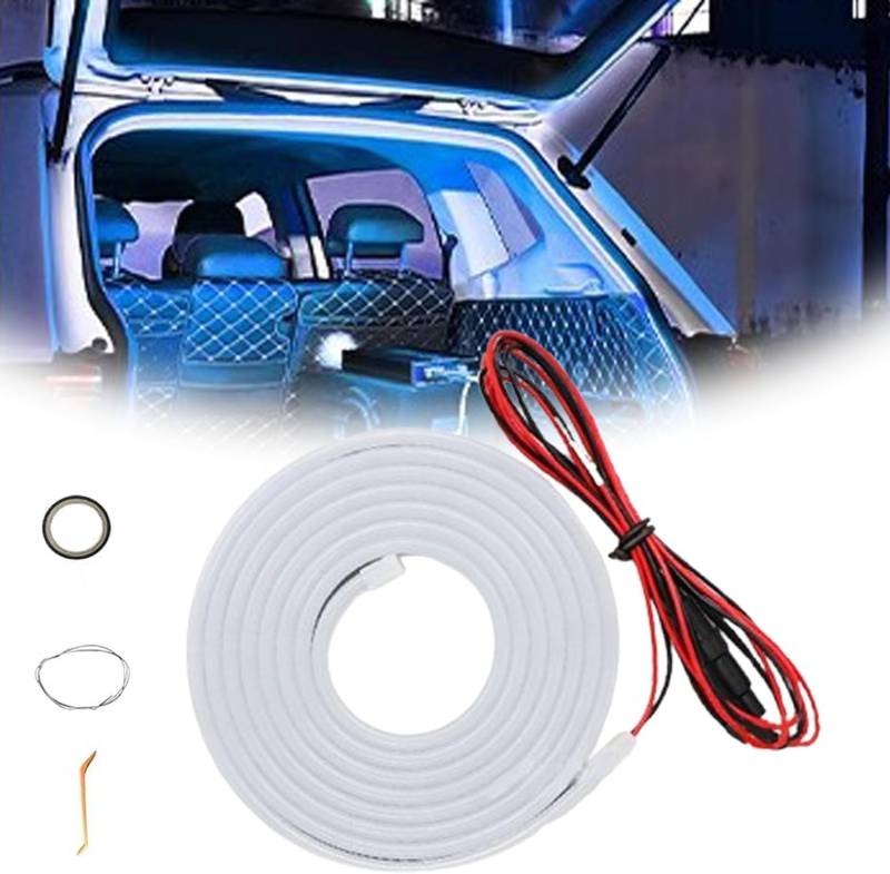 Dynamic Flowing Car Trunk Light Strip - Automatischer Sensor Tail Box Light Strip, Kofferraum LED Streifen, Kofferraum Beleuchtung Led Band, Kofferraum Lichtleiste (Blau, 4M) von BomKra
