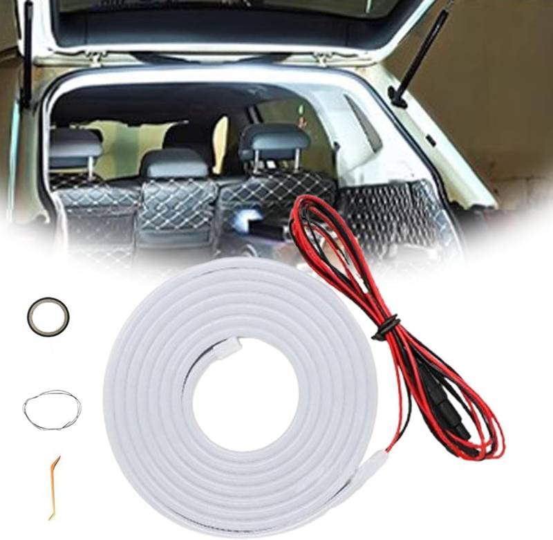 Dynamic Flowing Car Trunk Light Strip - Automatischer Sensor Tail Box Light Strip, Kofferraum LED Streifen, Kofferraum Beleuchtung Led Band, Kofferraum Lichtleiste (Weiß, 2M) von BomKra