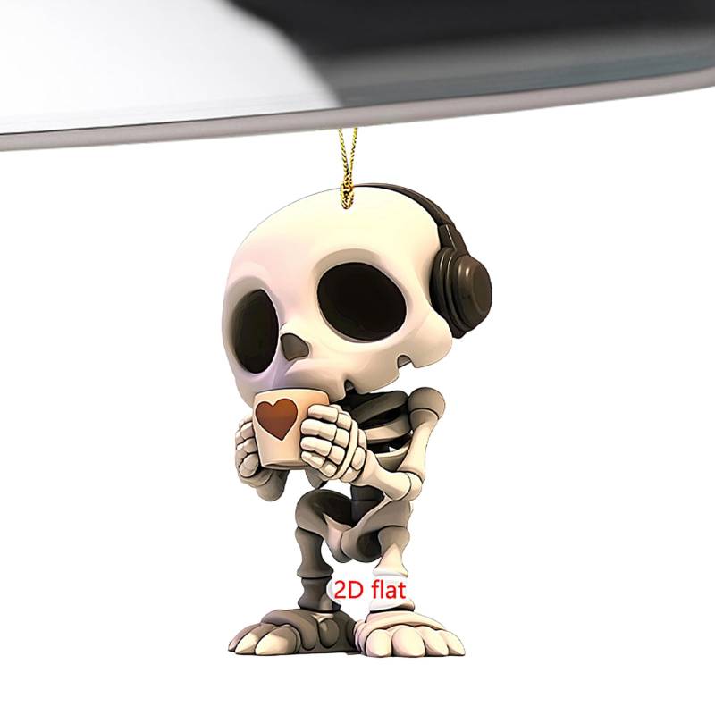 Bomefoi Auto Dekoration Für Rückspiegel - 2D Acryl Totenkopf-Paar Innenspiegel-Accessoires,Skelett-Anhänger Unisex Auto LKW Wohnung Party Halloween-Dekoration von Bomefoi