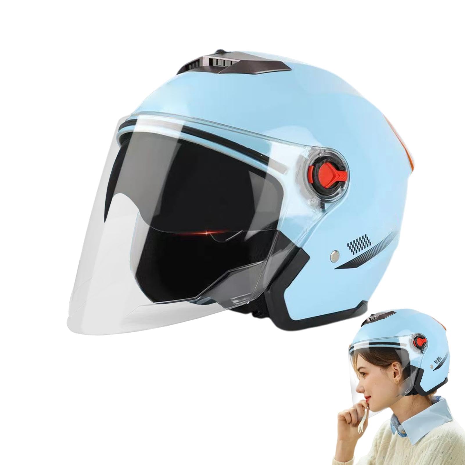 3/4 Motorradhelme | Motorradhelm Mit Schutzbrille | Jethelm Roller-Helm Scooter-Helm Moped Mofa-Helm Chopper Vintage - Um Die Kopfsicherheit Wirksam Zu Schützen 3/4 Motorradhelme | Motorradhelm Mit Schutzbrille | Jethelm Roller-Helm Scooter-Helm Moped Mofa-Helm Chopper Vintage - Um Die Kopfsicherheit Wirksam Zu Schützen von BommFu