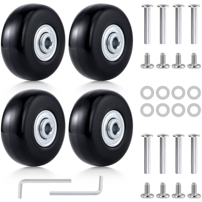 Bomoya 4 Stück Gepäck Koffer Ersatzräder 40/50 Gummi Ersatz Räder Gepäckkoffer Gummi-Lenkrollen Gepäck Kofferrollen Ersatzrollen, Schwarz (45mm) von Bomoya