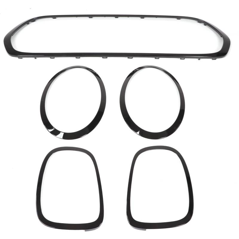 5pcs Auto Scheinwerfer Kühlergrill Trim Kit Gloss Black Scheinwerfer Taillight Kühlerlicht Surround Cover Ersatz für F55 F56 F57 Ein S JCW 2014+ von Bonbela