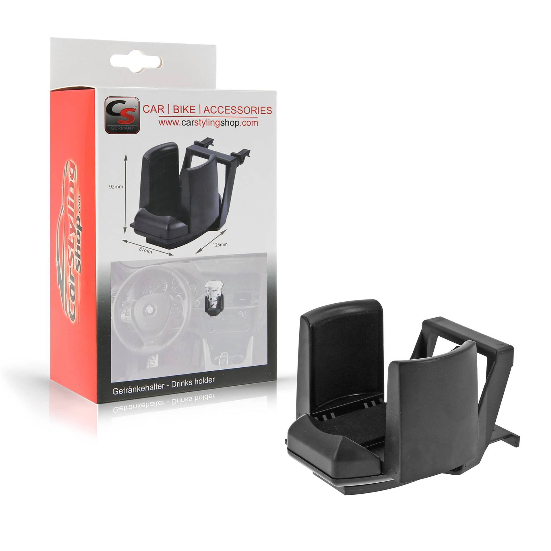 CarStylingShop Getränkehalter für die Lüftung (Air Cooler) für Gefäße von 0,25-0,5L Variable Greifbacken Made in Germany von Boombuz