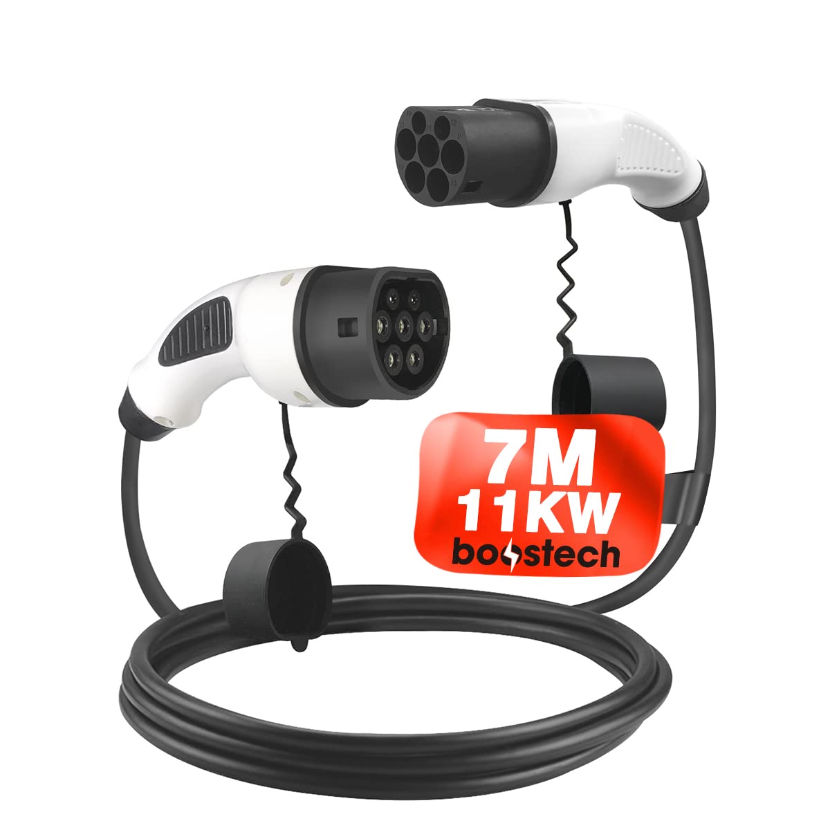 Typ 2 Ladekabel 11-22 kW [5-7m] 3-Phasig für E Hybrid - und Elektrofahrzeuge mit Typ 2 Ladekabel Stecker - Mode 3 Ladekabel Elektroauto kompatibel für jedes Elektroauto (11 kW 7 Meter Schwarz) von Boostech