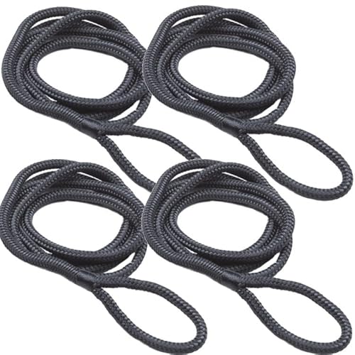 4 Stück Fenderleinen mit Auge 6 mm Bootsfender Fender schwarz von Bootskiste