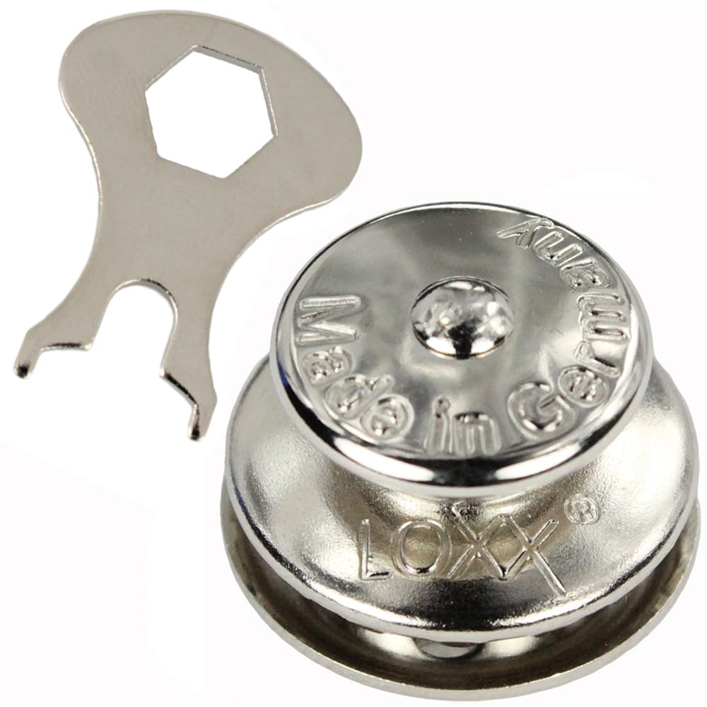 1 Stück LOXX Oberteil Knopf Groß Made in Germany - Messing vernickelt mit Schlüssel Schenllverschluss Set von Bootsteile Brauer