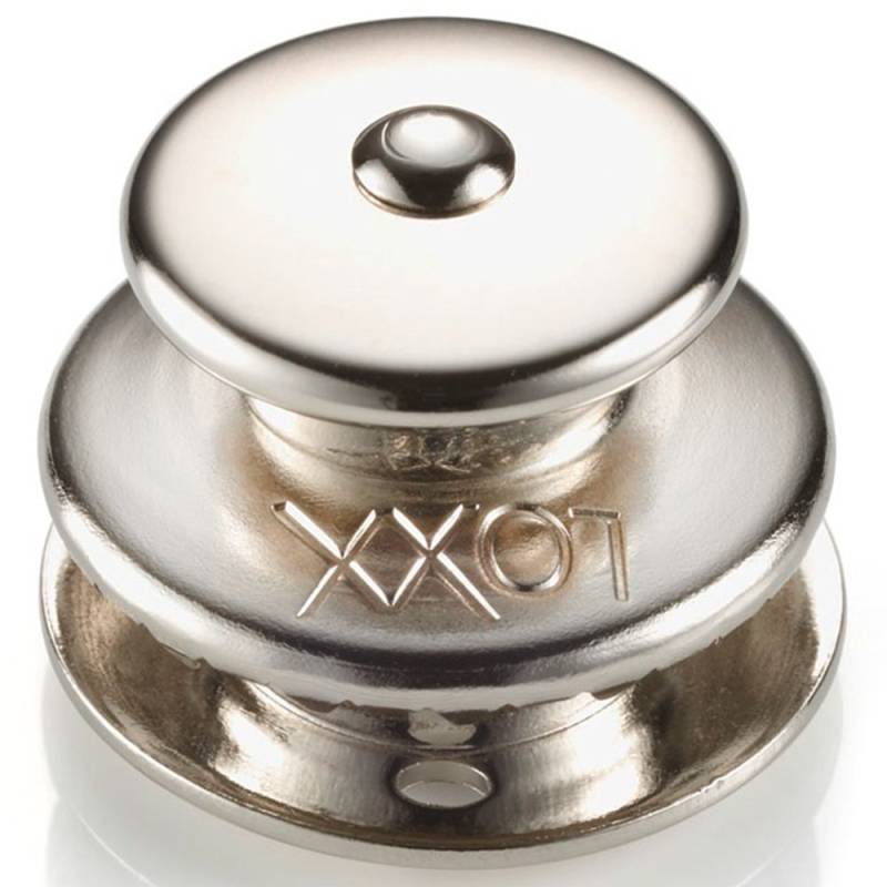 100 Stück LOXX® Oberteil Knopf mit großer Griffkappe, Standartscheibe für Material bis 2,5 mm - Messing vernickelt, großer Kopf von Bootsteile Brauer
