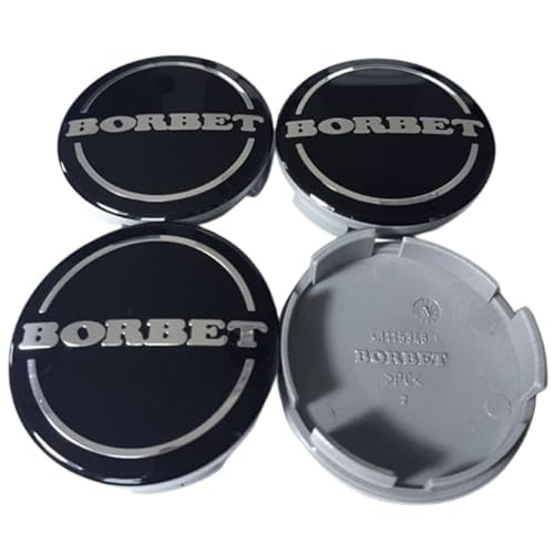 4X Original Borbet Felgendeckel 5348 | Nabendeckel Nabenkappe Schwarz Glanz Silber Center Cap 56mm 55mm von Borbet