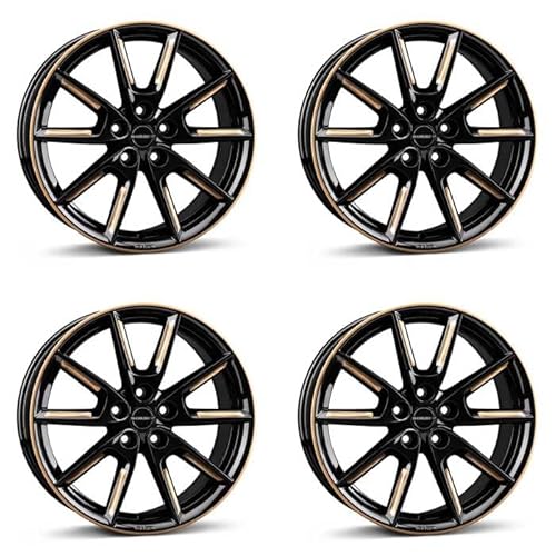 4x Borbet Felgen LX18 8x18 ET45 5x108 black glossy gold spoke rim kompatibel mit Jaguar S-Type XE XF XJ X-Type von Borbet