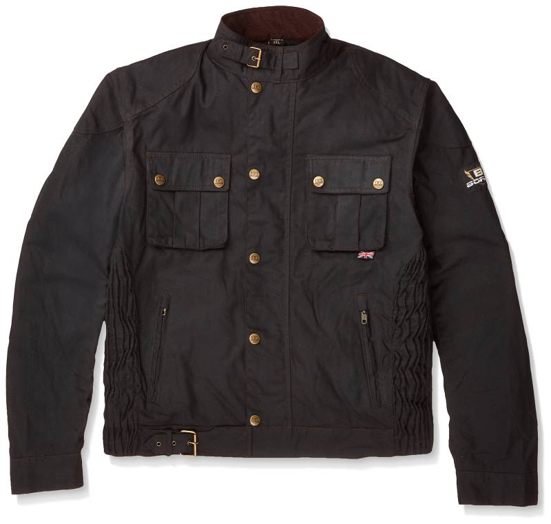Bores Carlo Kurze Herren Wachsjacke, Schwarz, Größe 2XL von Bores