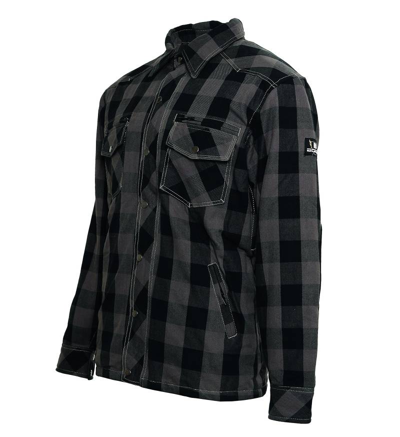 Bores Lumberjack Jacken-Hemd, Reißfest, Wasserabweisend, Grau-Schwarz Kariert, Größe 2XL von Bores