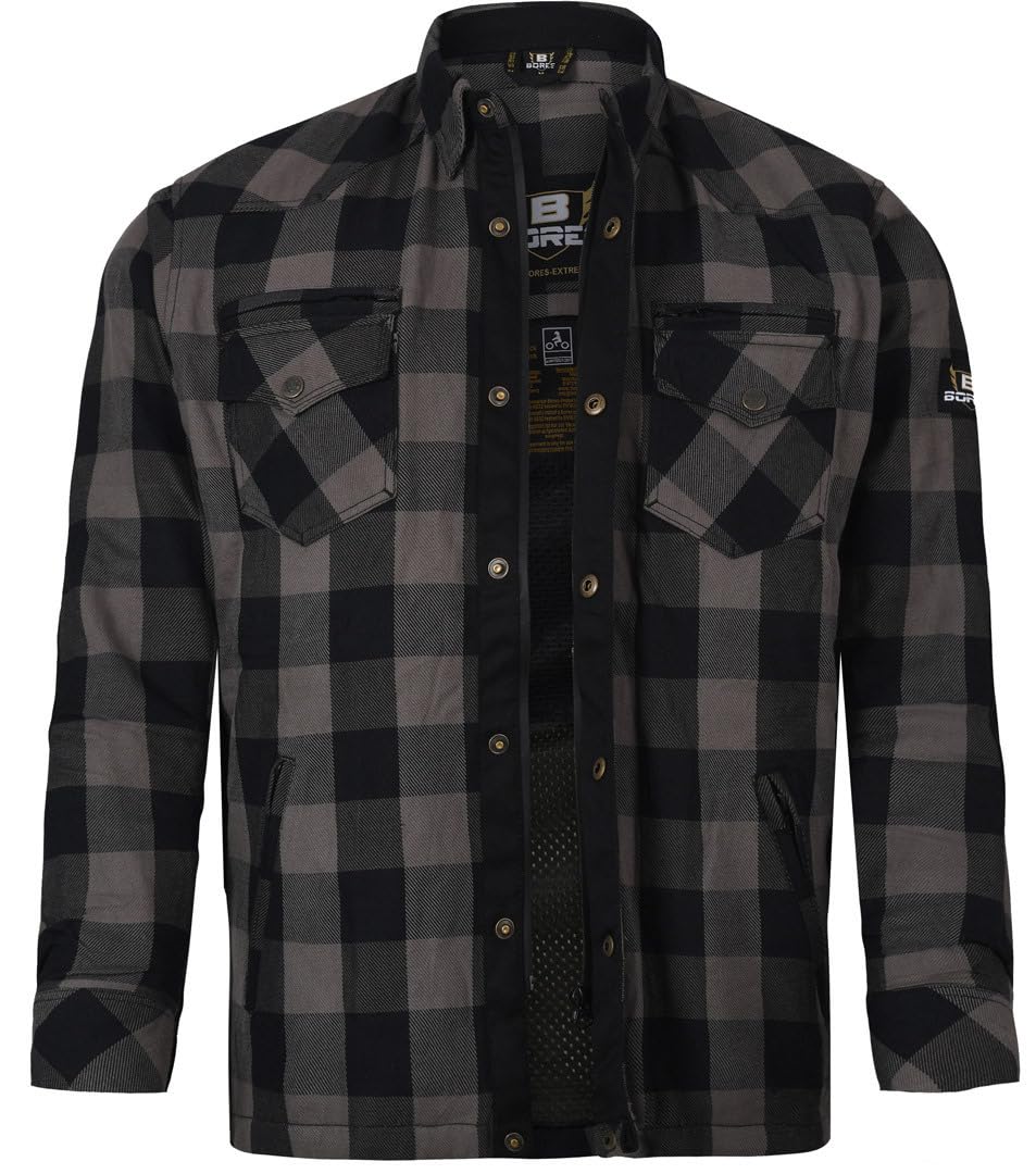 Bores Lumberjack Jacken-Hemd Reißfest, Wasserabweisend, Grau-Schwarz Kariert, Größe 6XL Bores Lumberjack Jacken-Hemd Reißfest, Wasserabweisend, Grau-Schwarz Kariert, Größe 6XL von Bores