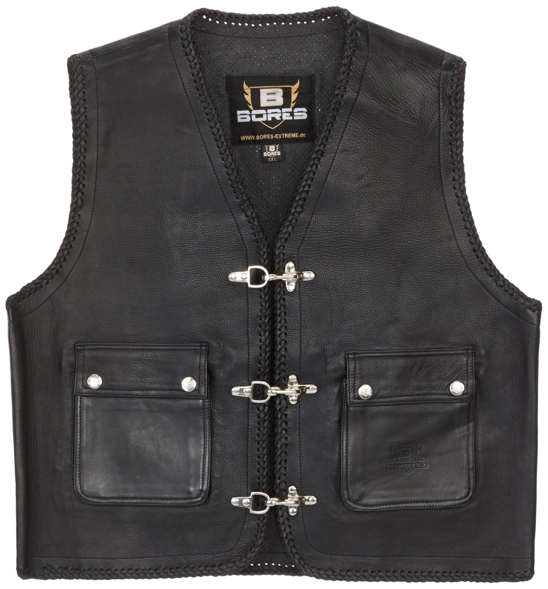 Bores Sunride 3 Rinder Lederweste, Aufgesetzte Taschen, Schwarz, Größe 3XL Bores Sunride 3 Rinder Lederweste, Aufgesetzte Taschen, Schwarz, Größe 3XL von Bores