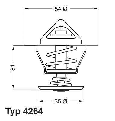 Wahler Thermostat mit Dichtung 84 °C [Hersteller-Nr. 4264.84D] für Barkas, Seat, VW von WAHLER