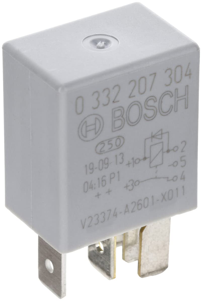 Bosch 0332207304 Micro-Relais 12V 20A, IP5K4, Betriebstemperatur von -40° bis 85°, Wechselrelais, 5 Pin Relais mit Diode von Bosch Automotive