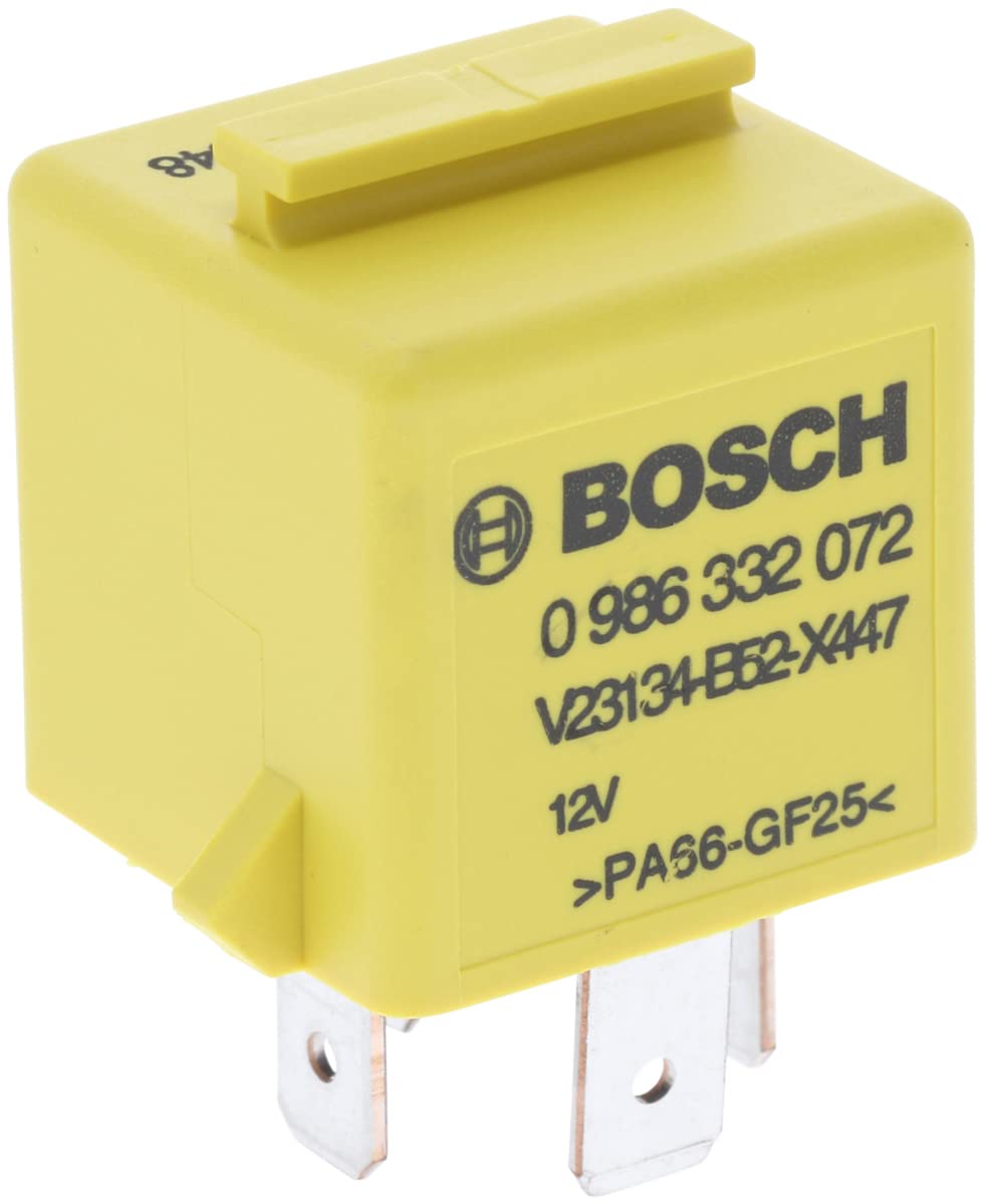 Bosch 0986332072 Mini-Relais 12V 60A, IP5K4, Betriebstemperatur von -40° C bis 85° C, Schließer-Relais, 4 Pins von Bosch Automotive