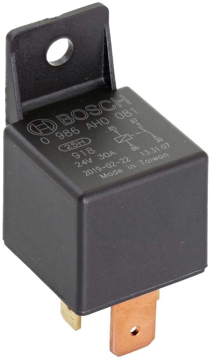 Bosch 0986AH0081 Leistungsrelais 24V 30A, IP5K4, Betriebstemperatur von -40° bis 125°, Schließer-Relais, 4 Pins von Bosch Automotive