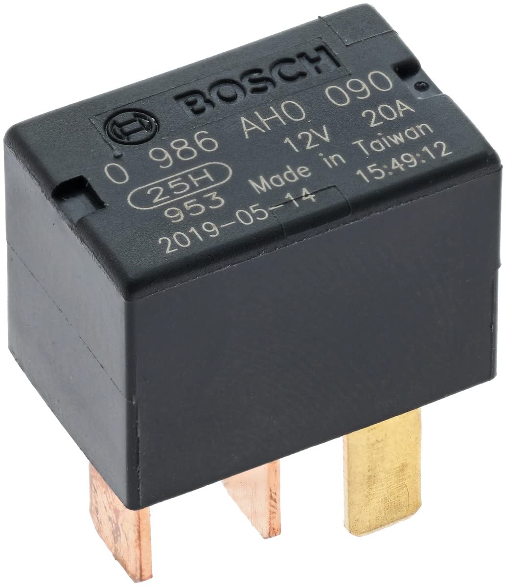 Bosch 0986AH0090 Micro-Relais 12V 20A, IP5K4, Betriebstemperatur von -40° bis 125°, Schließer-Relais, 4 Pins von Bosch Automotive