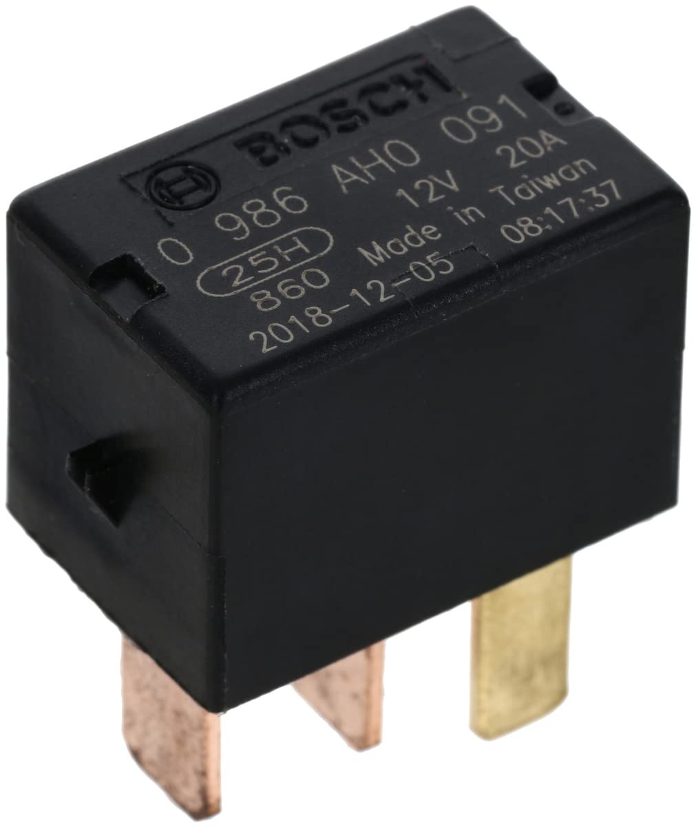 Bosch 0986AH0091 Micro-Relais 12V 20A, IP5K4, Betriebstemperatur von -40° bis 125°, Schließer-Relais, 4 Pins von Bosch Automotive