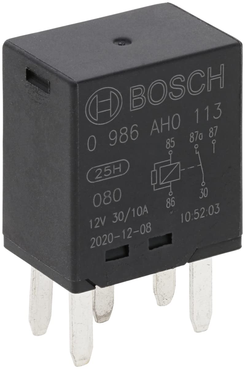 Bosch 0986AH0113 Mini-Relais 12V 30A, Betriebstemperatur von -40° bis 100°, Wechselrelais, 5 Pin Relais von Bosch Automotive