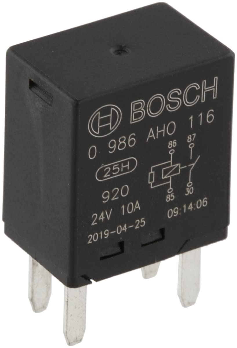 Bosch 0986AH0116 Mini-Relais 24V 10A, Betriebstemperatur von -40° bis 85°, Schließer-Relais, 4 Pins von Bosch Automotive