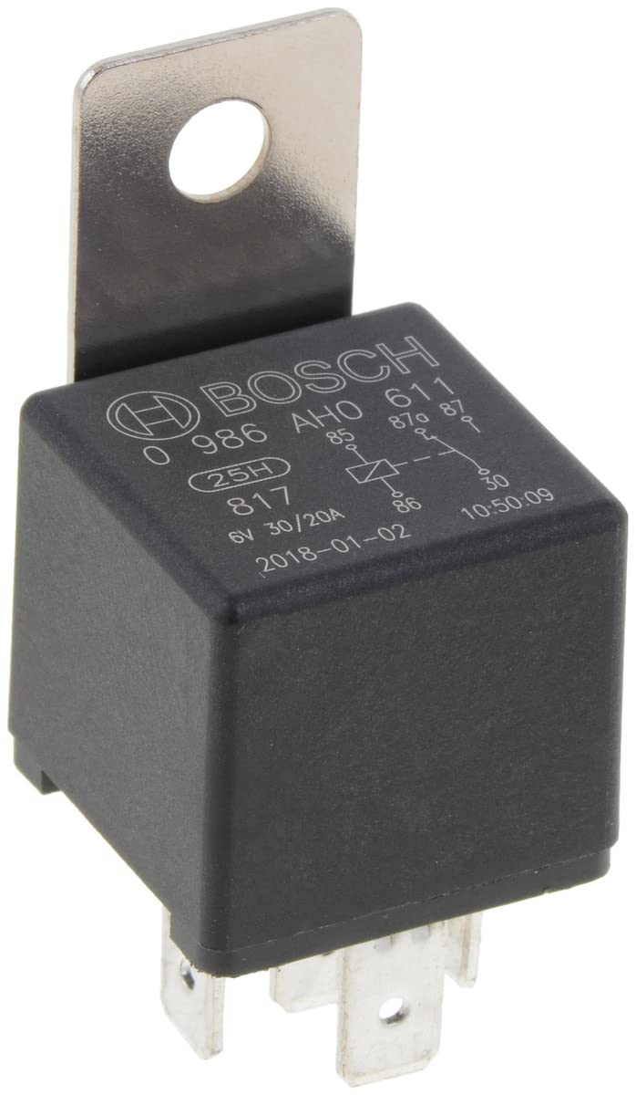 Bosch 0986AH0611 Mini-Relais 6V 20A, IP5K4, Betriebstemperatur von -40° C bis 100° C, Wechselrelais, 5 Pin Relais von Bosch Automotive